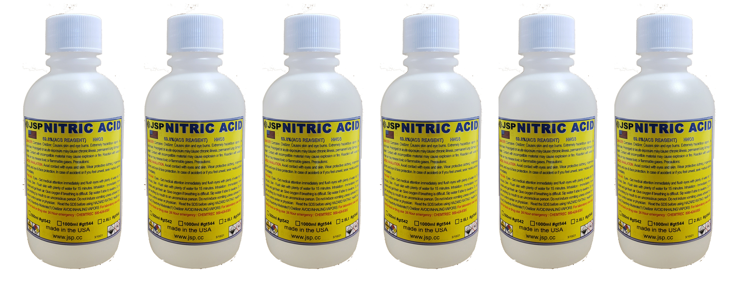 NITRIC ACID 6 x 1/2 Liter (16.7oz) 67%